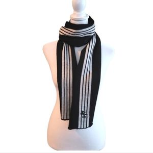 Black & White Striped Long Knit Ski Racing Winter Scarf